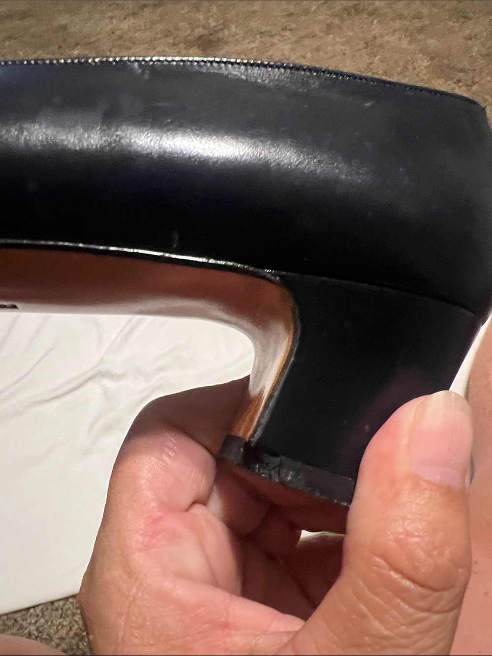 Salvatore Ferragamo black leather heels.
Size 8 1/2 AA. - Picture 8 of 8